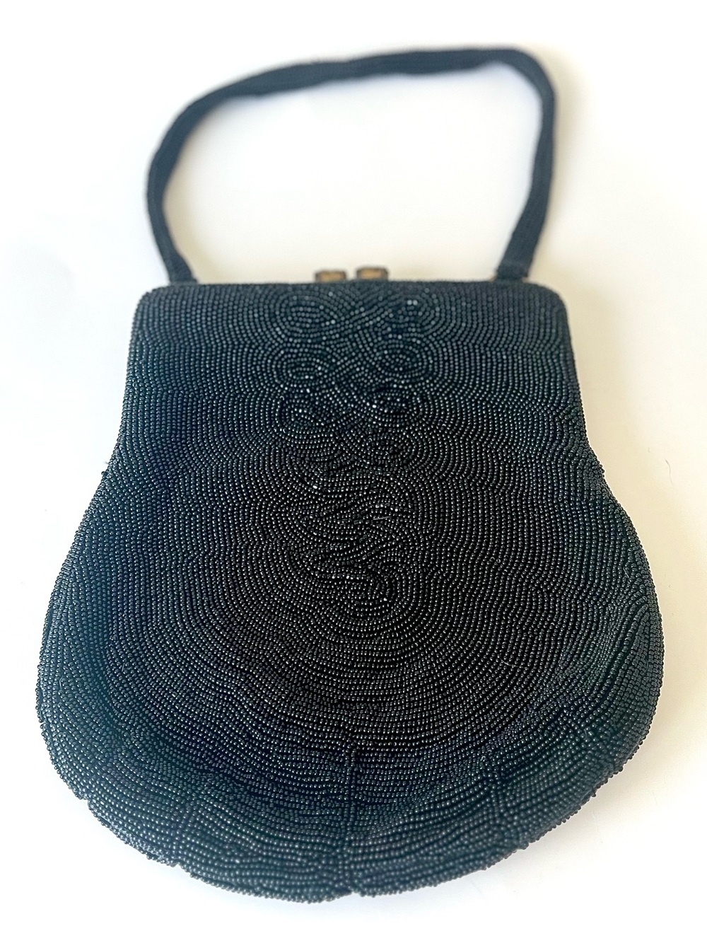 Walborg Belgium-Made by Hand Black Beaded Evening Bag